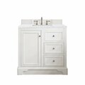 James Martin Vanities De Soto 36in Single Vanity, Bright White w/ 3 CM Arctic Fall Solid Surface Top 825-V36-BW-3AF
